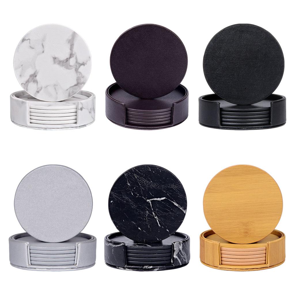 Marble Coaster Set - قواعد أكواب رخامية مستديرة مع قواعد