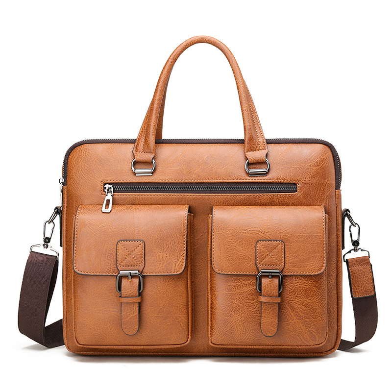 Leather Briefcase - بو الجلود حقيبة الأعمال للرجال ،