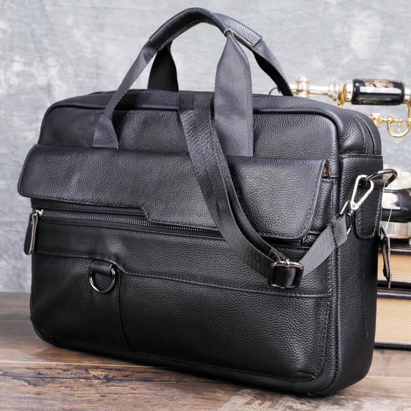 Leather Briefcase - الرجال كبيرة جلد طبيعي حقيبة يد