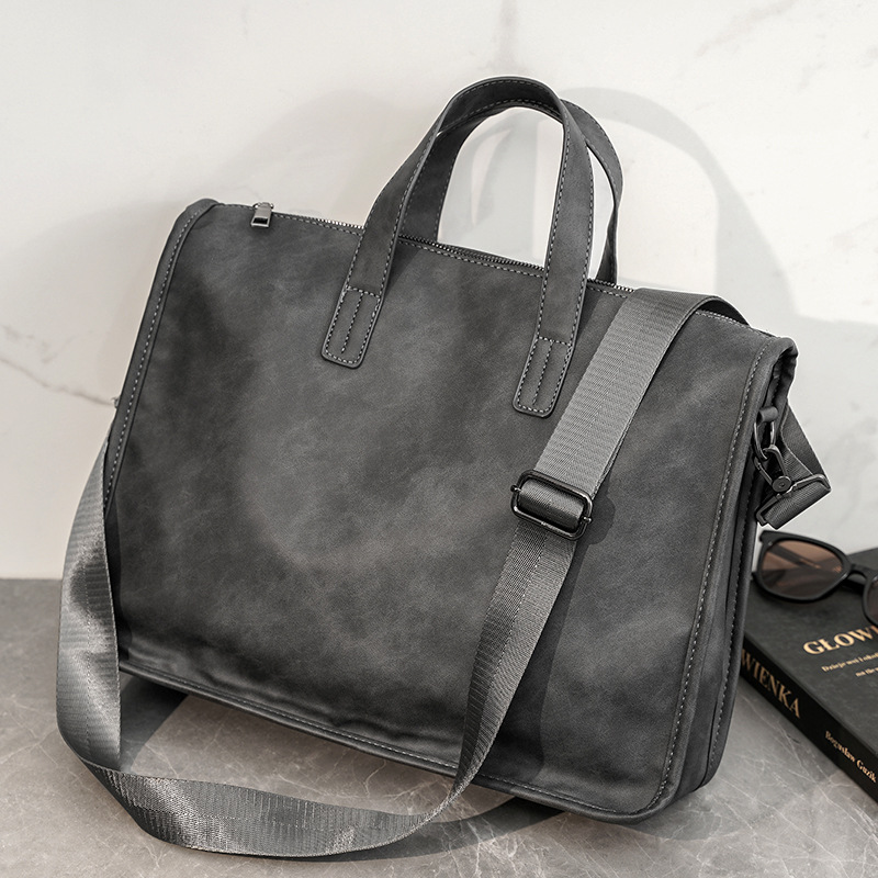 Leather Briefcase - حقيبة يد رجالية غير رسمية للأعمال،
