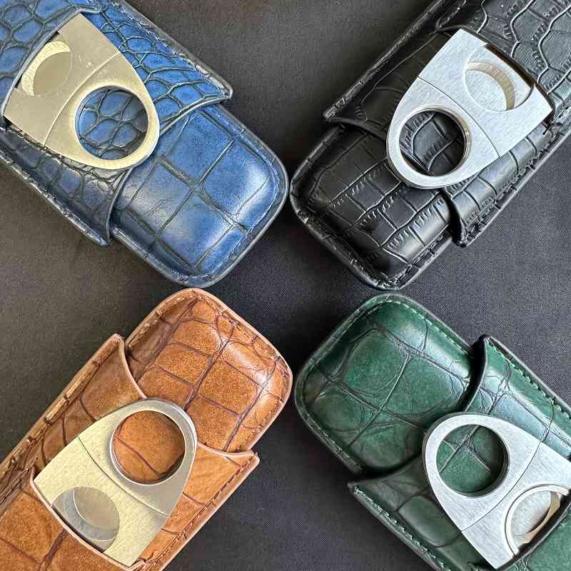 Premium Cigar Case - أنبوب السيجار 2 فتحات مع قاطع