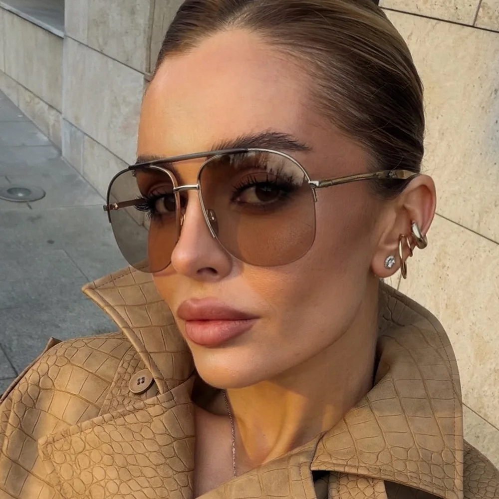 Sunglasses Uv400 - نظارات شمسية كبيرة الحجم للجنسين بتصميم