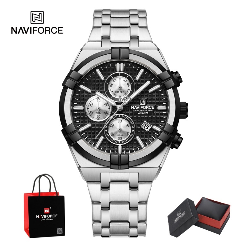Luxury Watch Men - ساعة NAVIFORCE للرجال كوارتز كرونوغراف مقاومة