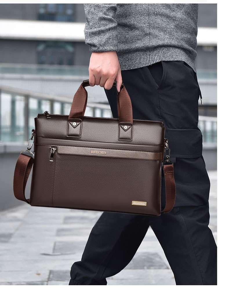 Leather Briefcase - 2026 العلامة التجارية الفاخرة الجديدة رجل