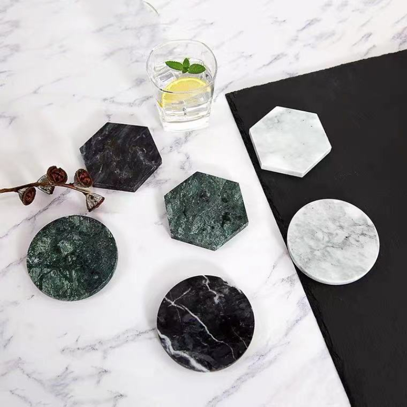Marble Coaster Set - قواعد أكواب من الرخام الطبيعي، قواعد