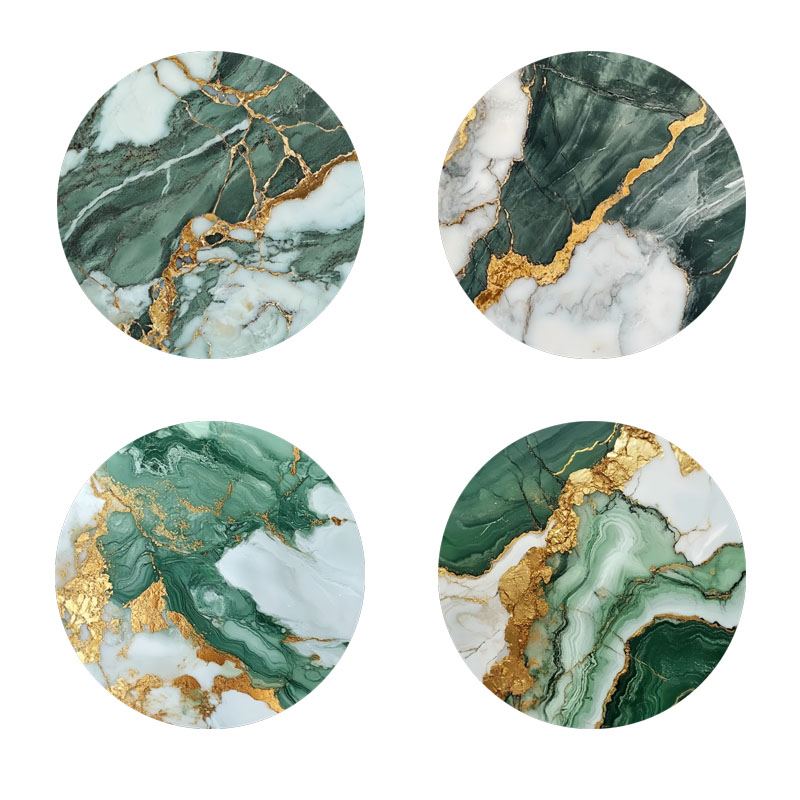 Marble Coaster Set - 4 قطع من حاملات الأكواب المطبوعة