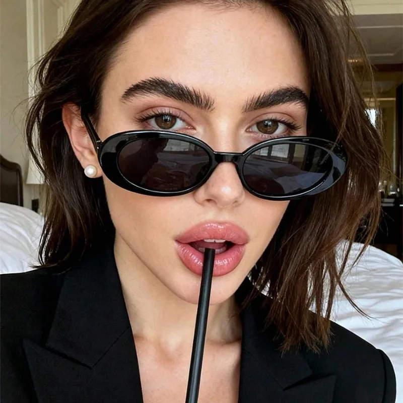 Designer Sunglasses - نظارات شمسية بيضاوية عتيقة للنساء، ماركة