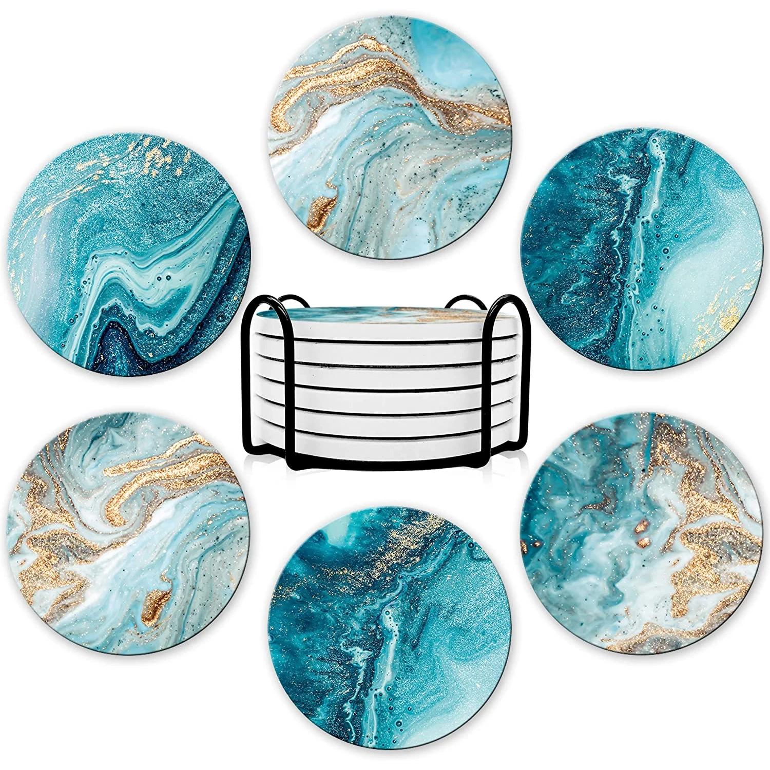 طقم من 6 قطع من حوامل الأكواب  - مراجعة Marble Coaster Set وسعره