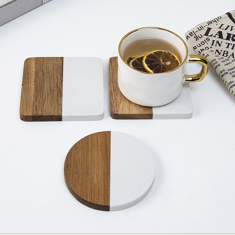 4 قطع من حاملات الأكواب الخشبي - مراجعة Marble Coaster Set وسعره