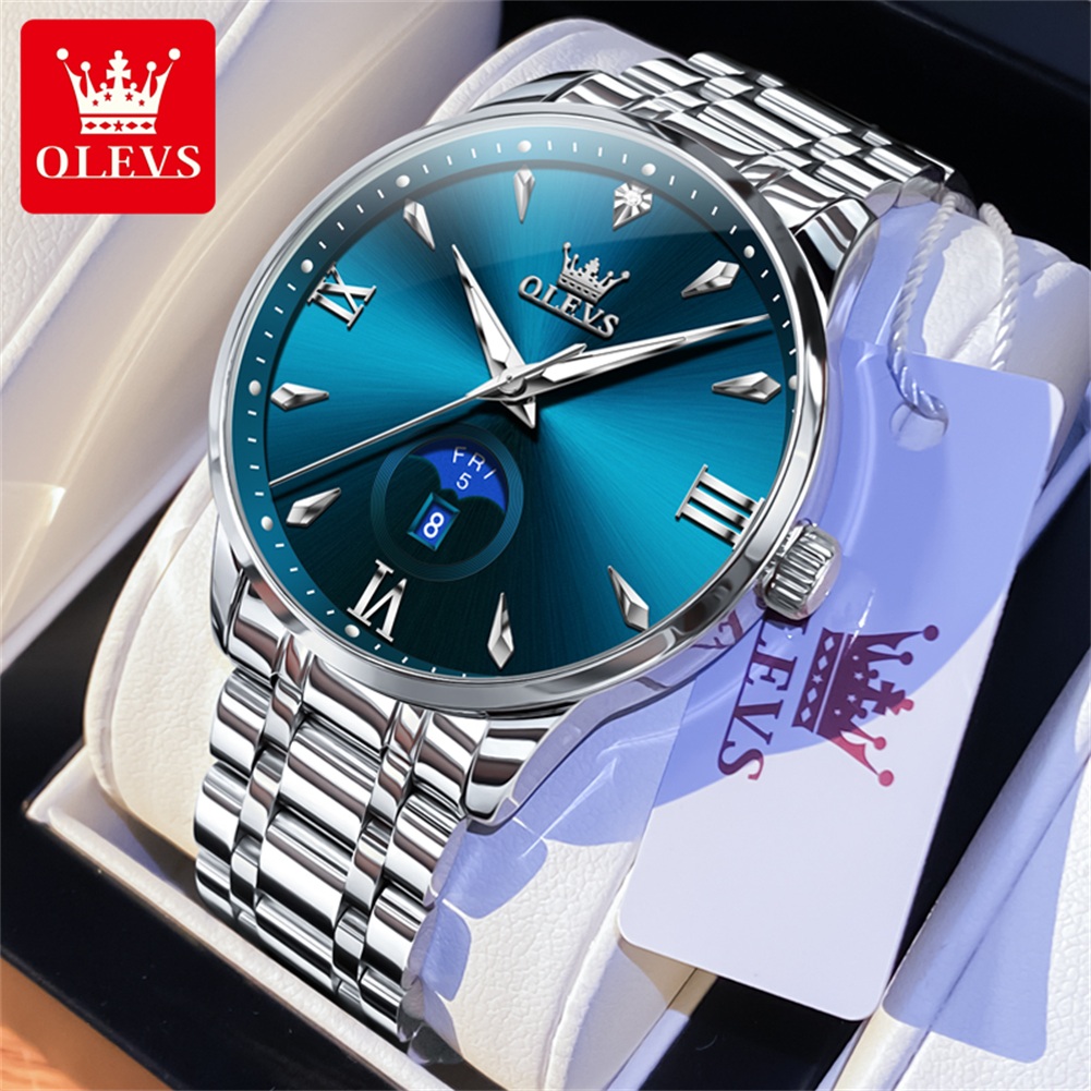 ساعات OLEVS Moon Phase للرجال  - مراجعة Luxury Watch Men وسعره