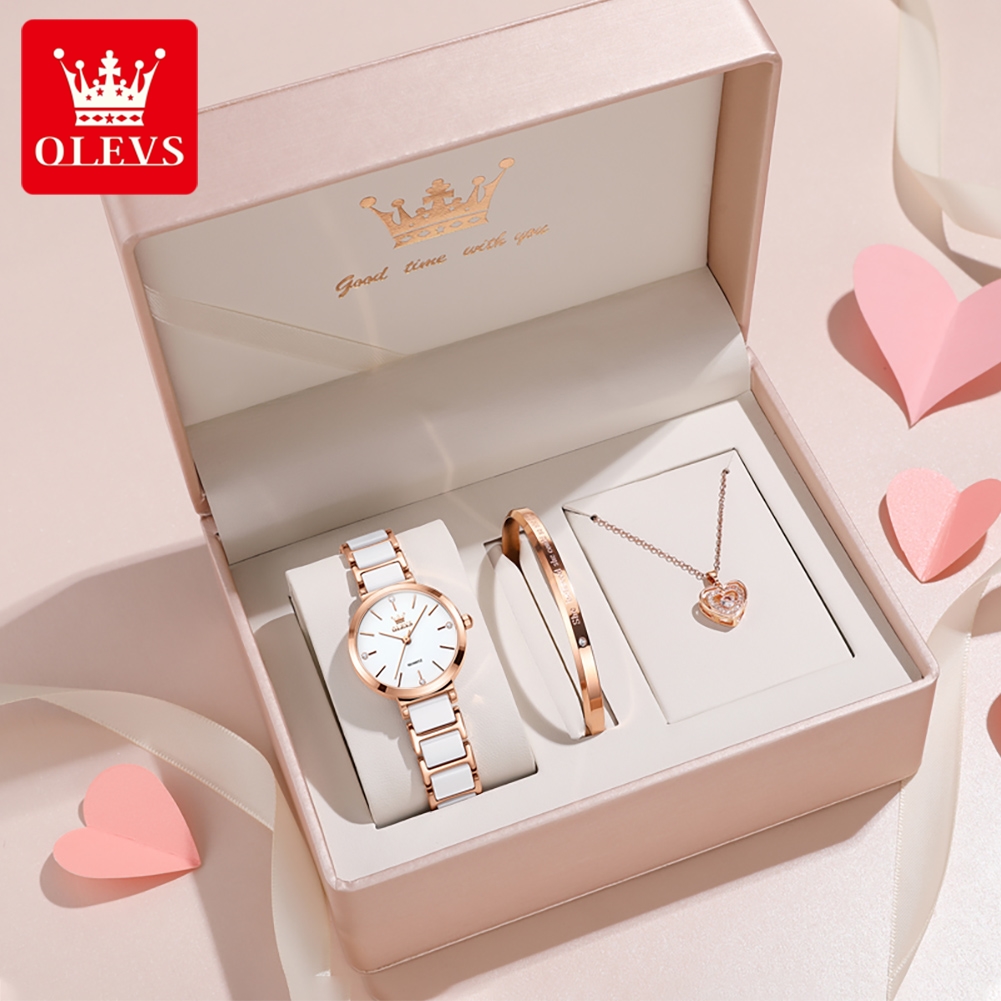 OLEVS ساعة نسائية 5877 ساعة كو - مراجعة Luxury Gift Set وسعره