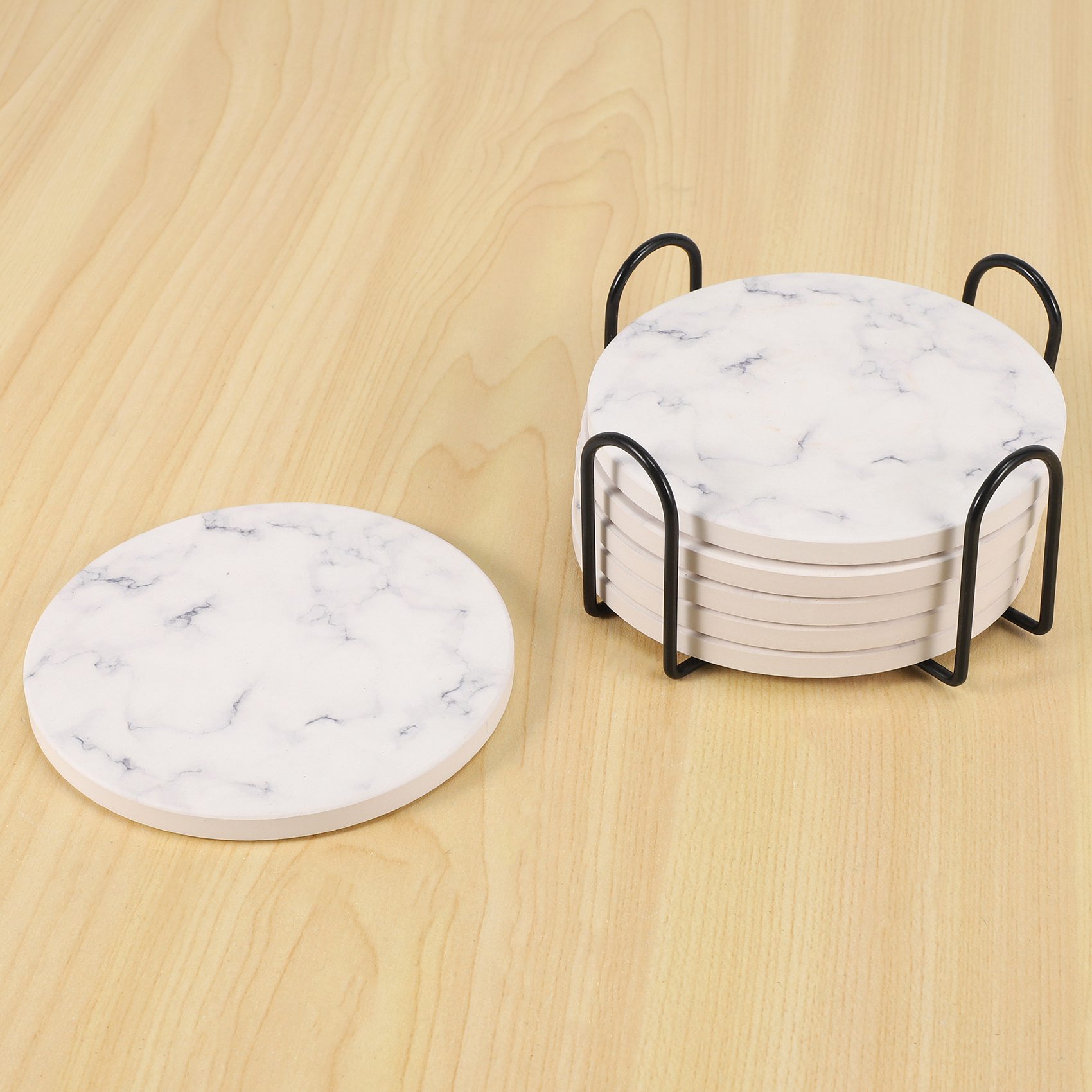 ABAH-مجموعة من حاملات الأكواب  - مراجعة Marble Coaster Set وسعره