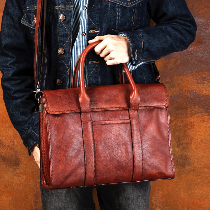 حقيبة يد من الجلد المدبوغ بالخ - مراجعة Leather Briefcase وسعره
