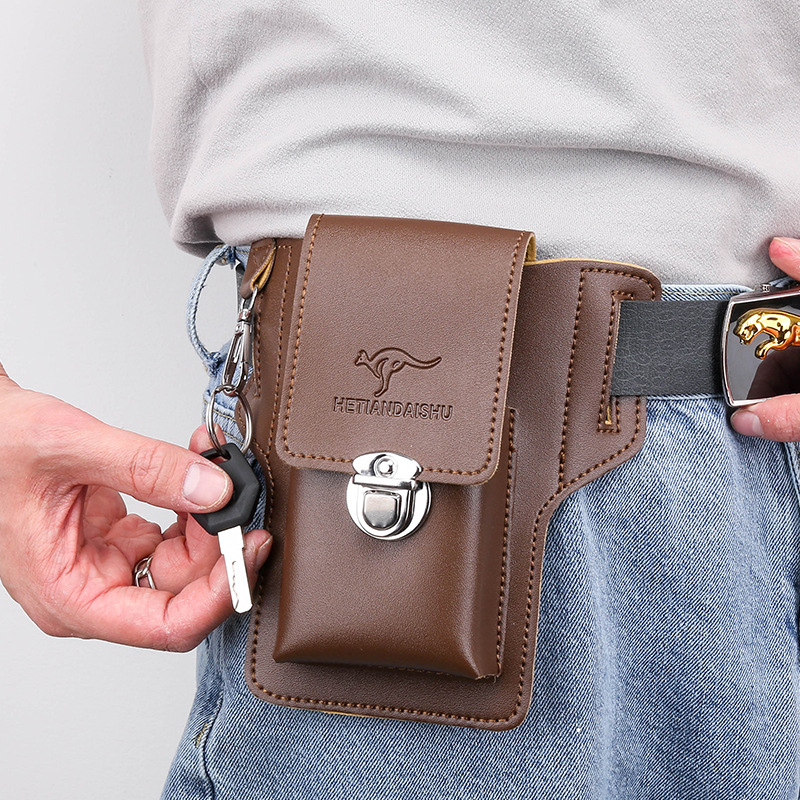 حافظة هاتف للرجال مع حلقة للحز - مراجعة Leather Wallet Men وسعره