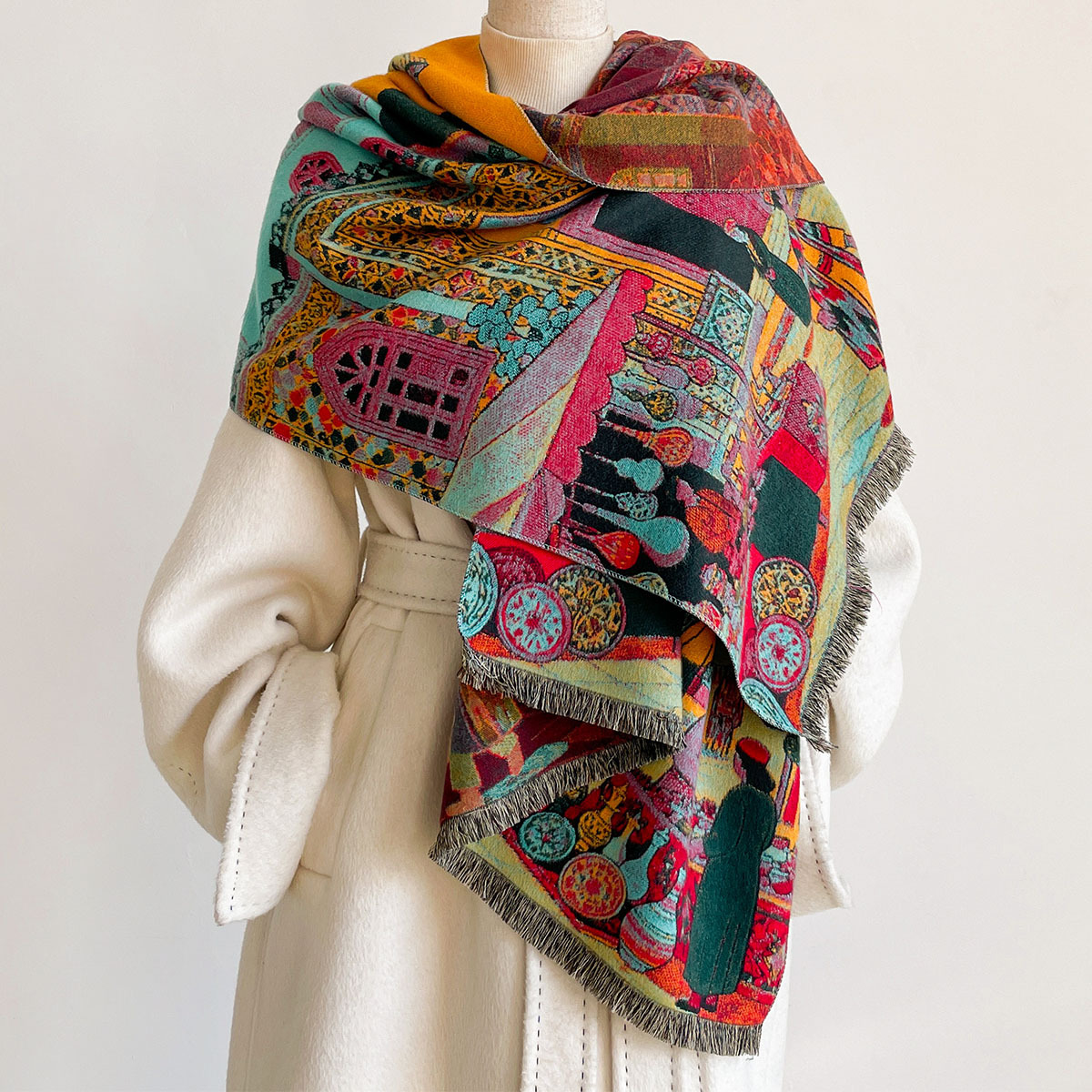وشاح نسائي من الكشمير الصناعي  - مراجعة Cashmere Scarf وسعره