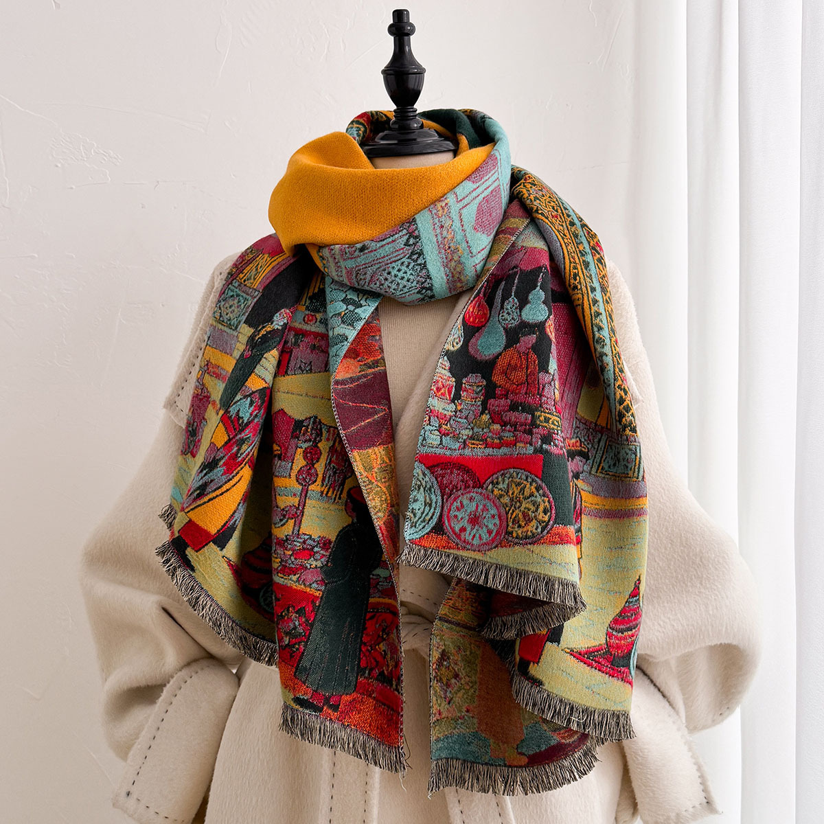 وشاح نسائي من الكشمير الصناعي  - مراجعة Cashmere Scarf وسعره