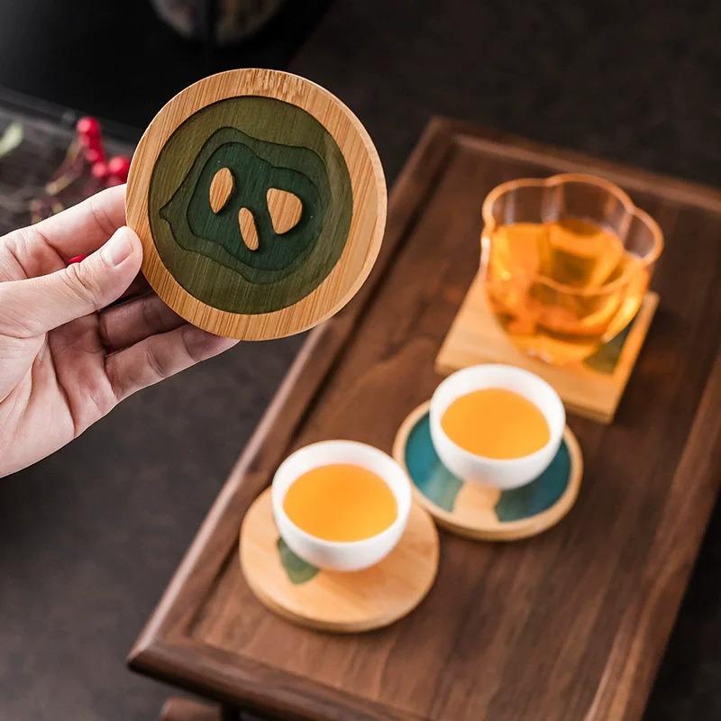 الإبداعية الخيزران الراتنج الإ - مراجعة Marble Coaster Set وسعره