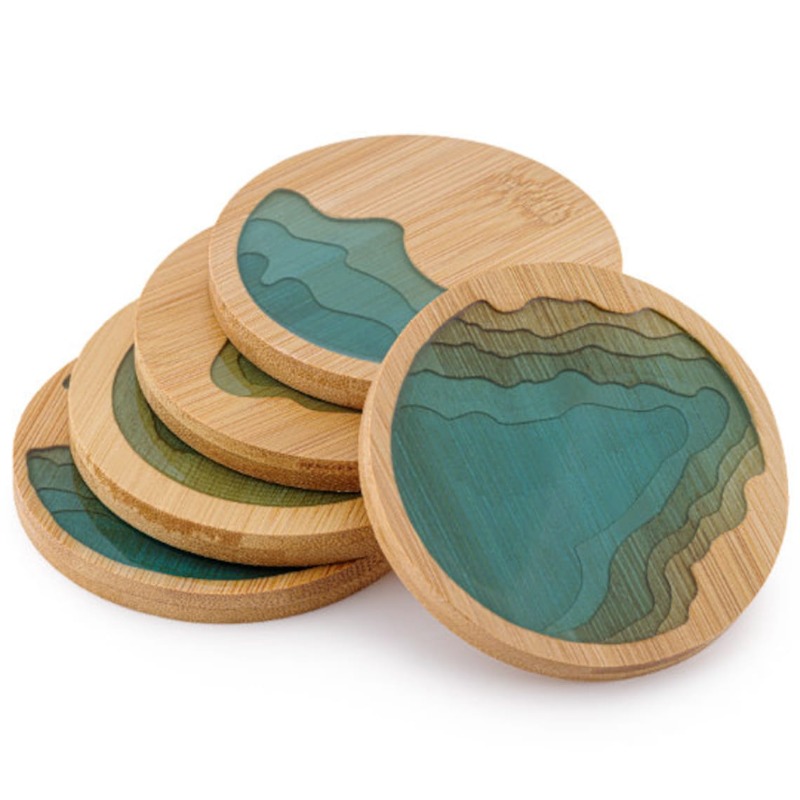 الإبداعية الخيزران الراتنج الإ - مراجعة Marble Coaster Set وسعره