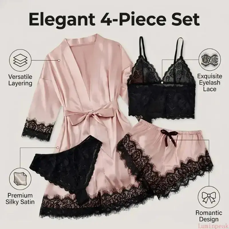 طقم بيجامة نسائية من 4 قطع مصن - مراجعة Luxury Gift Set وسعره