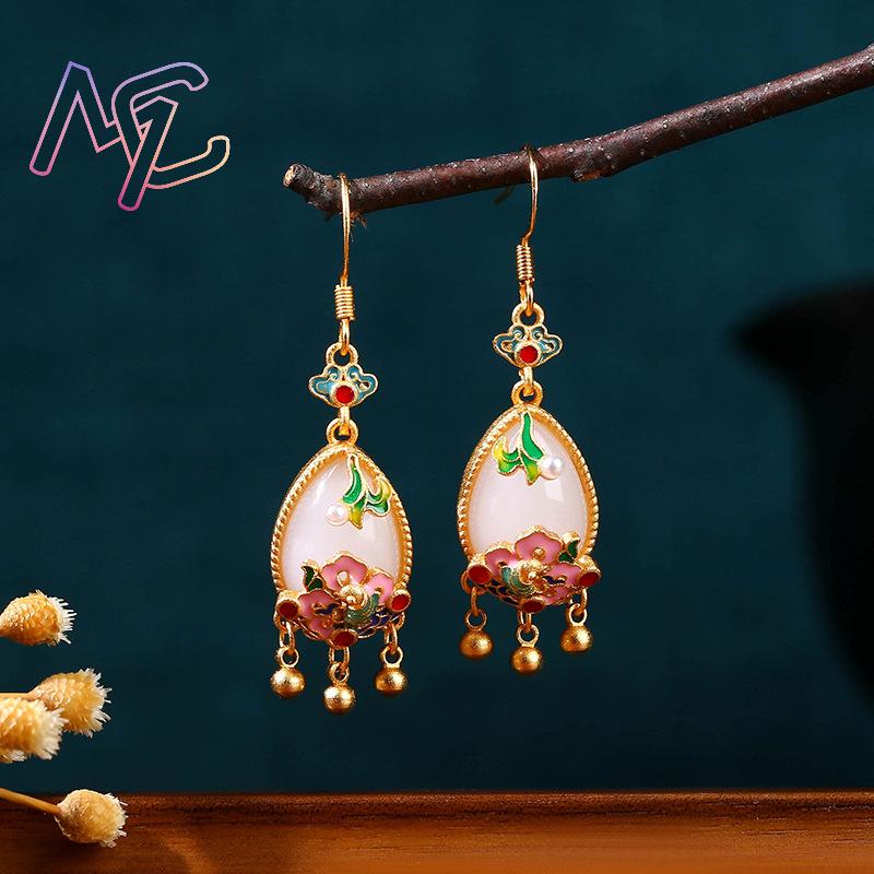 أقراط زهرة اليشم الطبيعية، تمي - مراجعة Gold Plated Jewelry وسعره