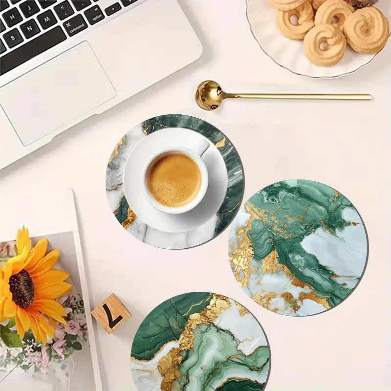 4 قطع من حاملات الأكواب المطبو - مراجعة Marble Coaster Set وسعره