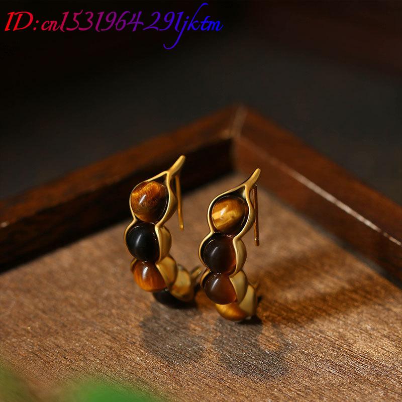 عين النمر قرنة أقراط الأحجار ا - مراجعة Gold Plated Jewelry وسعره